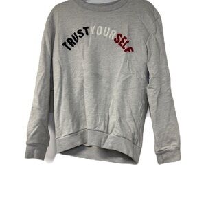 Men’s Medium Budle Gray Sweatshirt TrustYourself Graphic & Navy Zara Sweater